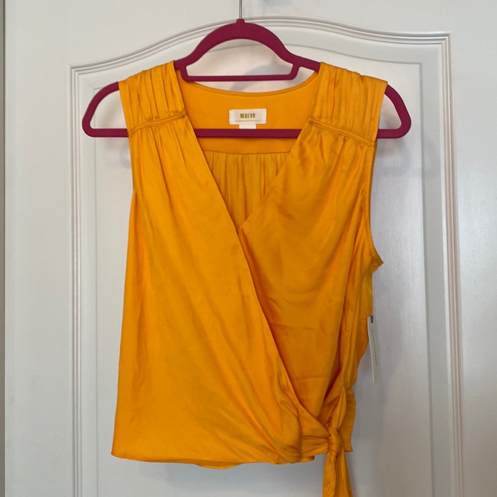 Maeve by Anthropologie Mustard Wrap Top
